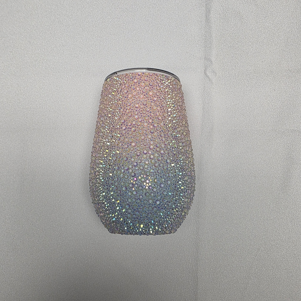 Elegant Wine Rhinestone Blue and Pink Ombre Tumbler